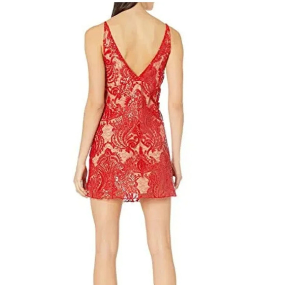 FREE PEOPLE Red Night Shimmers Mini Dress. Size 2 - Picture 11 of 11